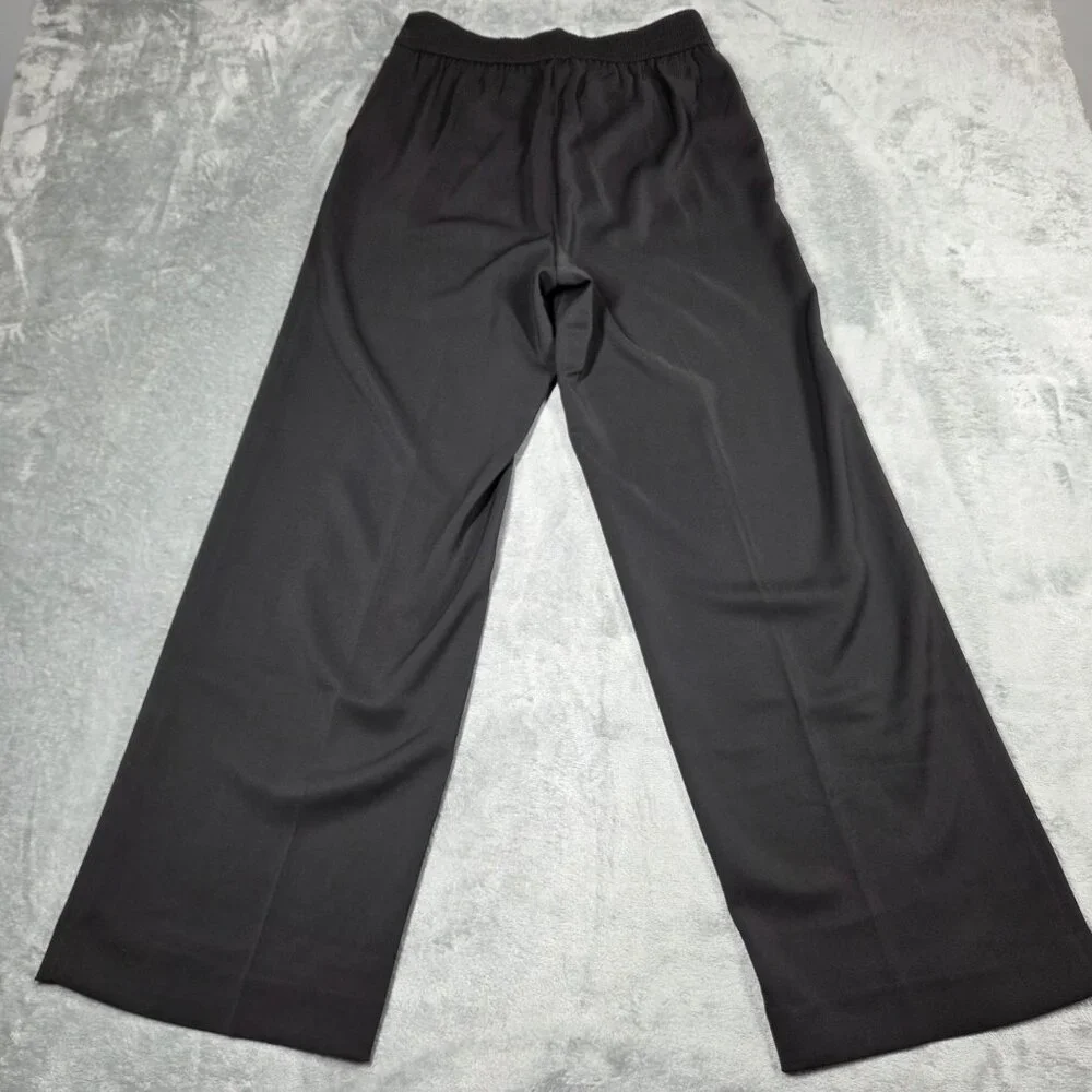 Quince Pants Womens 10 Black Stretch Crepe Classic Trousers Office Luxury